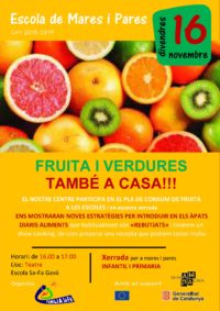 Apunteu-vos a la conferència: FRUITA I VERDURES TAMBÉ A CASA!!!